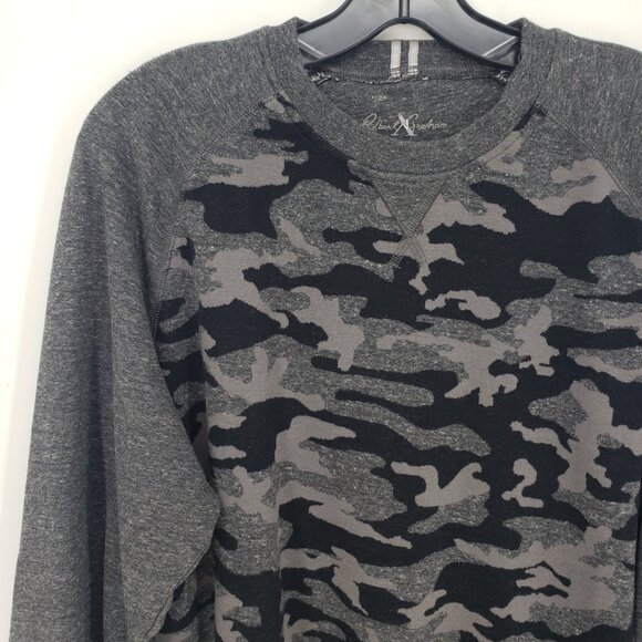 Robert Graham Mooers Camo Pullover Sweatshirt L Mens Crew Neck Cotton Gray Black - Picture 6 of 12